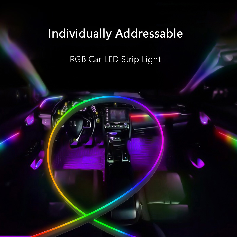 DC5V Ultra Slim 2.6mm WS2812C Individually Addressable Car LED Strip Light 135LEDs